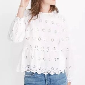 Madewell White Eyelet Lace Women's Top